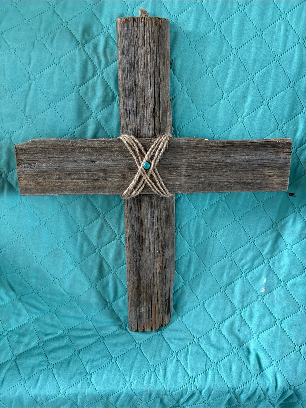 Rustic Wooden Cross Wall Decor with Twine Accent